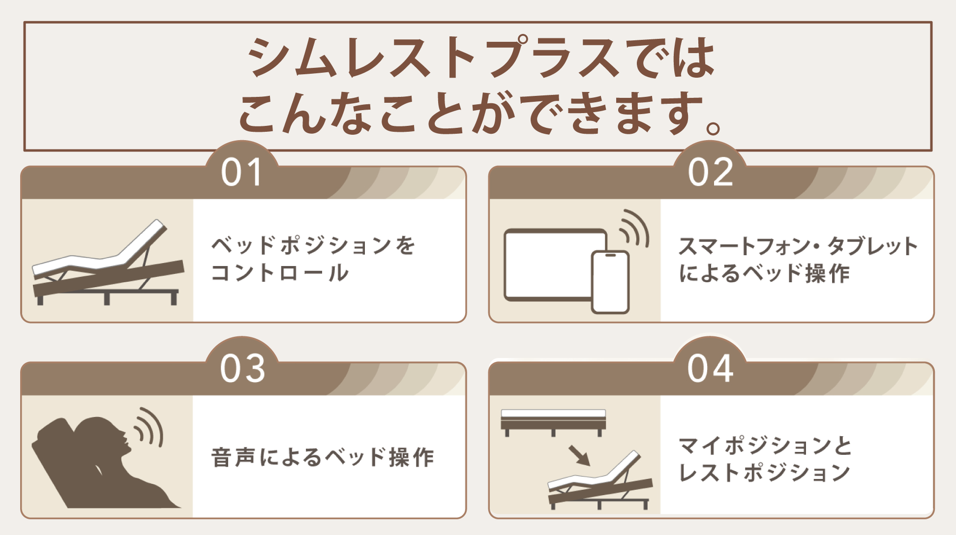 シモンズ｜電動リクライニングベッドセット｜シムレストプラス グレージュ色｜5.5 ノンキルト セミダブル