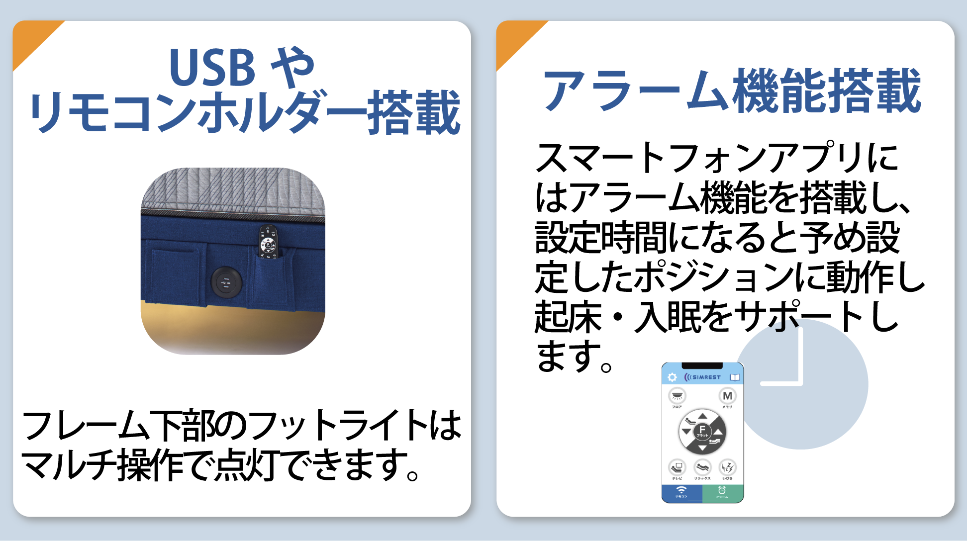 シモンズ｜電動リクライニングベッドセット｜シムレスト ブルー色｜5.5 ノンキルト シングル